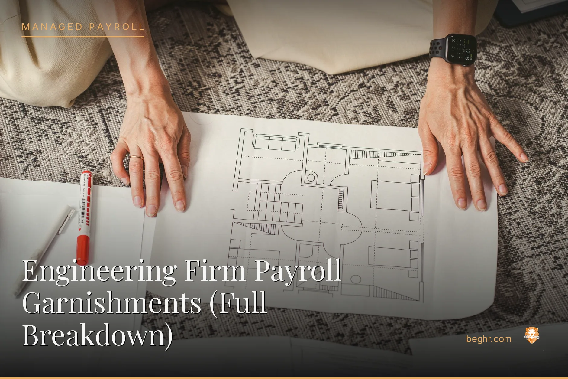 Engineers reviewing technical drawings in a modern office